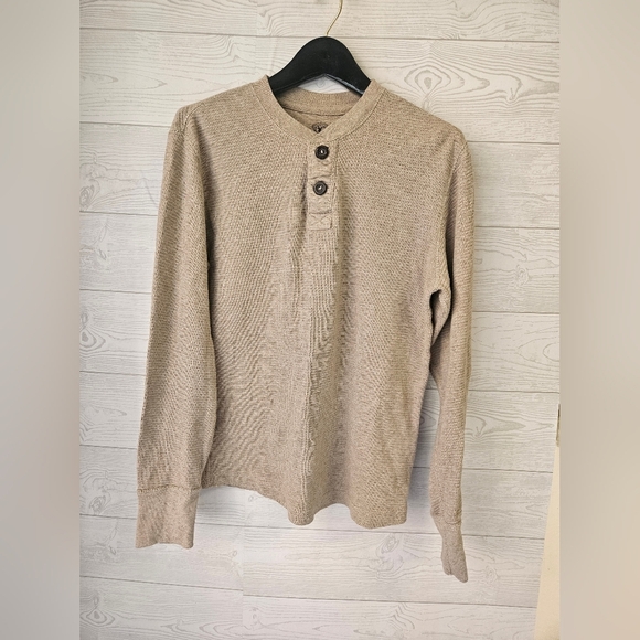 Roebuck&Co-Men's Tan Sweater S Thermal 100% Cotton - Picture 1 of 8